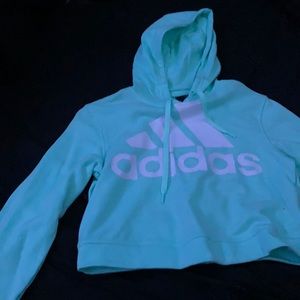 Women’s Adidas teal cropped hoodie